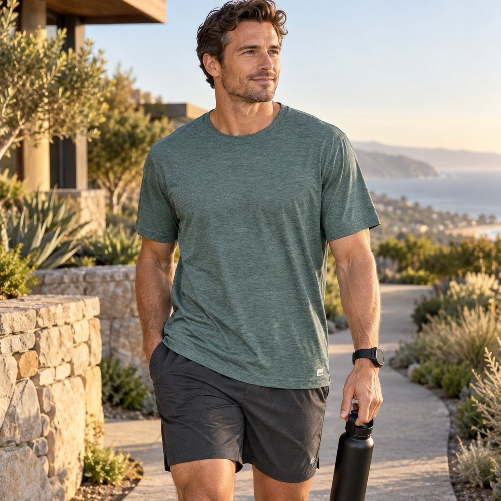 Vuori Strato Tech Tee Men's XL Heather Green Performance Gym Training Soft Shirt